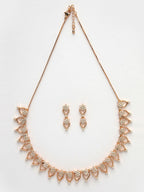 NVR Women's Gold-Polished American Diamond-Studded Handcrafted Jewellery Set | Grocsy