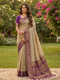 Shree Shyam Fashion Chiku With Purple Cotton Saree | Grocsy