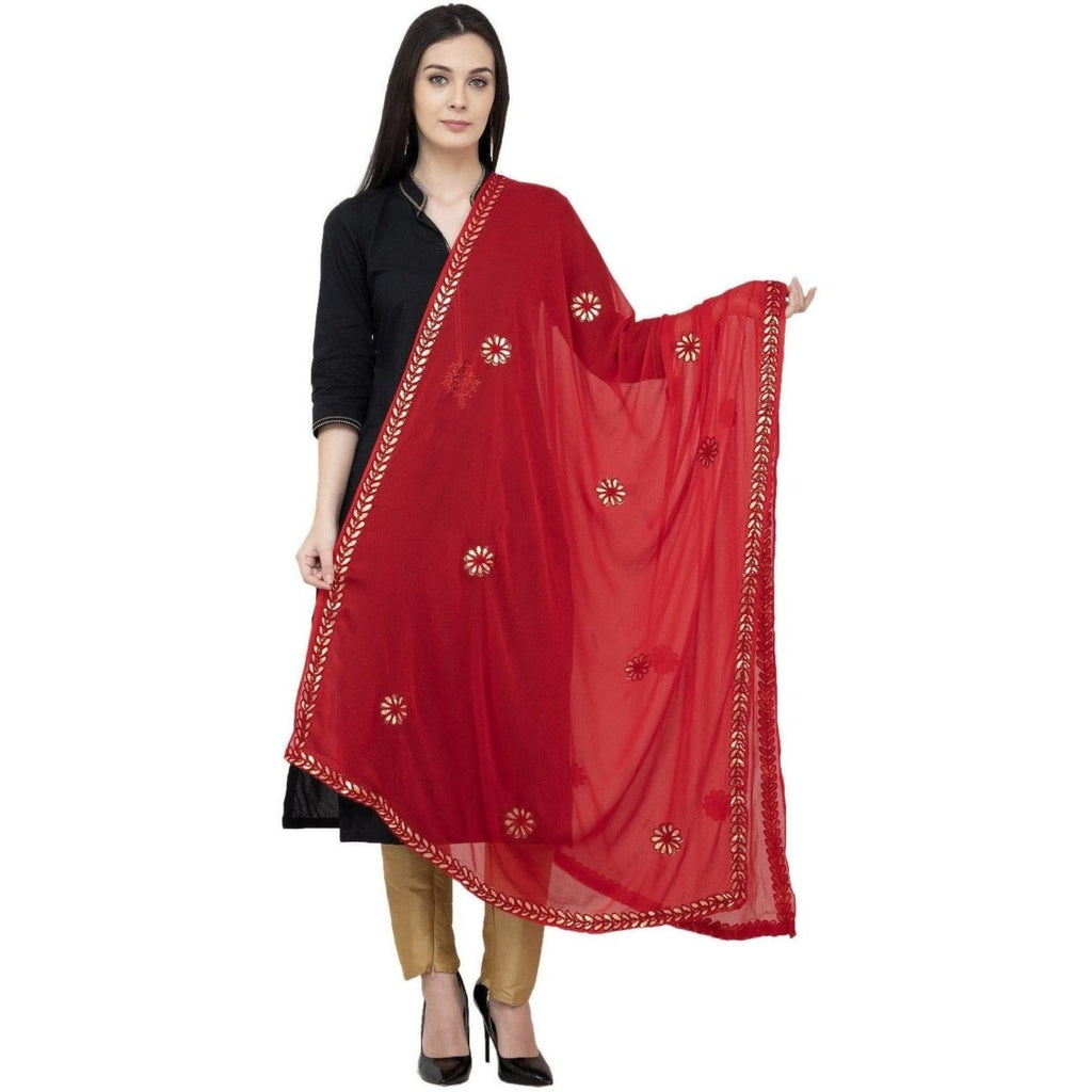 A R Silk Chiffon Gota Patti Fancy Dupatta Color Red Dupatta or Chunni | Grocsy