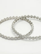 NVR Women's Set of 2 Silver-Plated CZ Stone-Studded Handcrafted Bangles