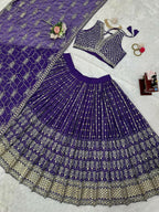 Jyoti Fashion Women's Royal Blue Faux Georgette Sequins with Thread Embroidered Designer Lehenga Choli Set | Grocsy