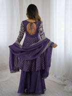 Teeya Creation Lavender Color Embroidery Work Wedding Wear Salwar Suit | Grocsy