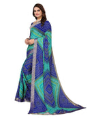 Vamika Blue Georgette Printed With Lace Saree (VERA BLUE) | Grocsy
