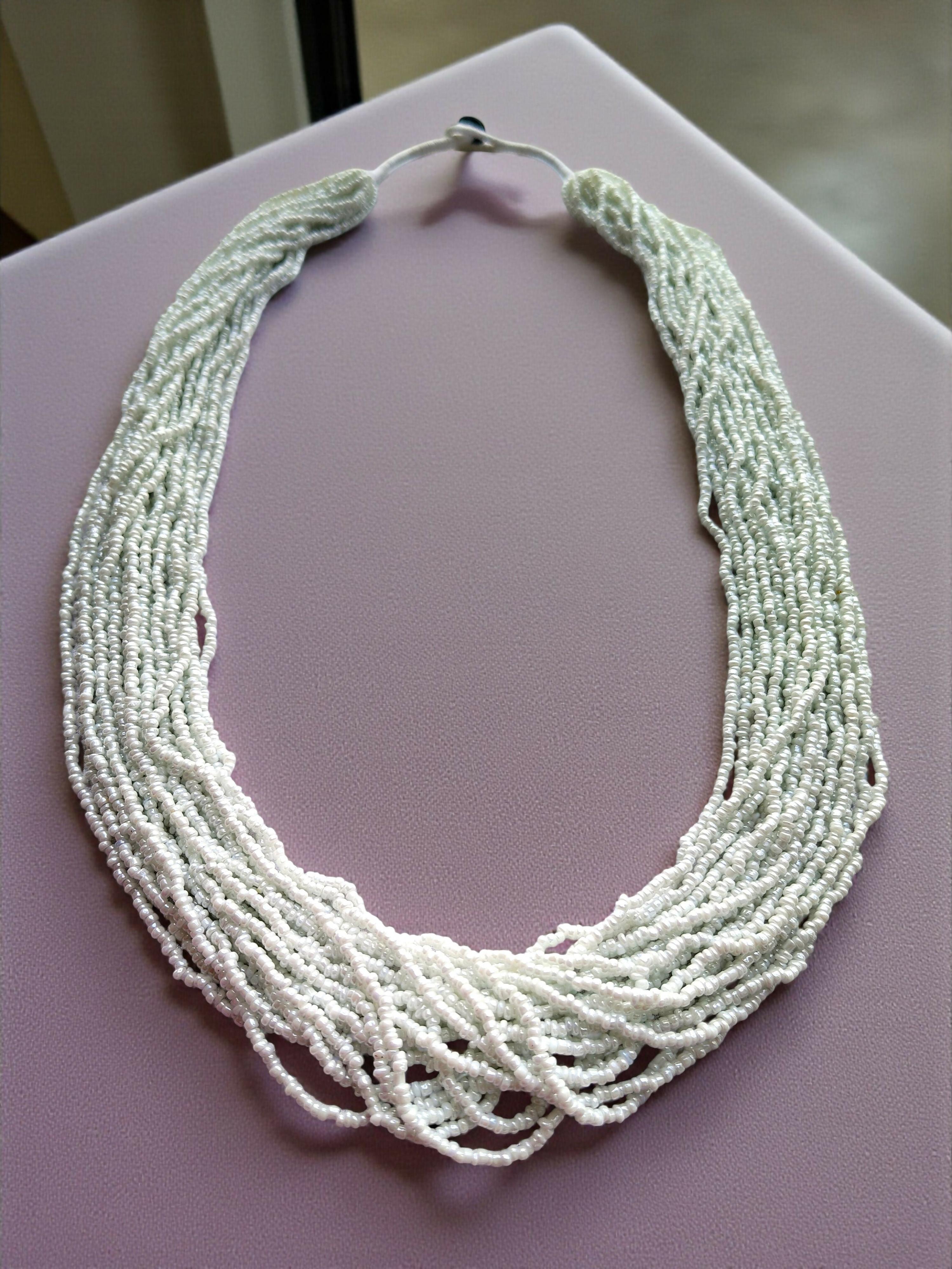 Inhanns Rangsaaz 20-Layer Luxe Long Beaded Only Necklace - White Long Only Necklace | Grocsy