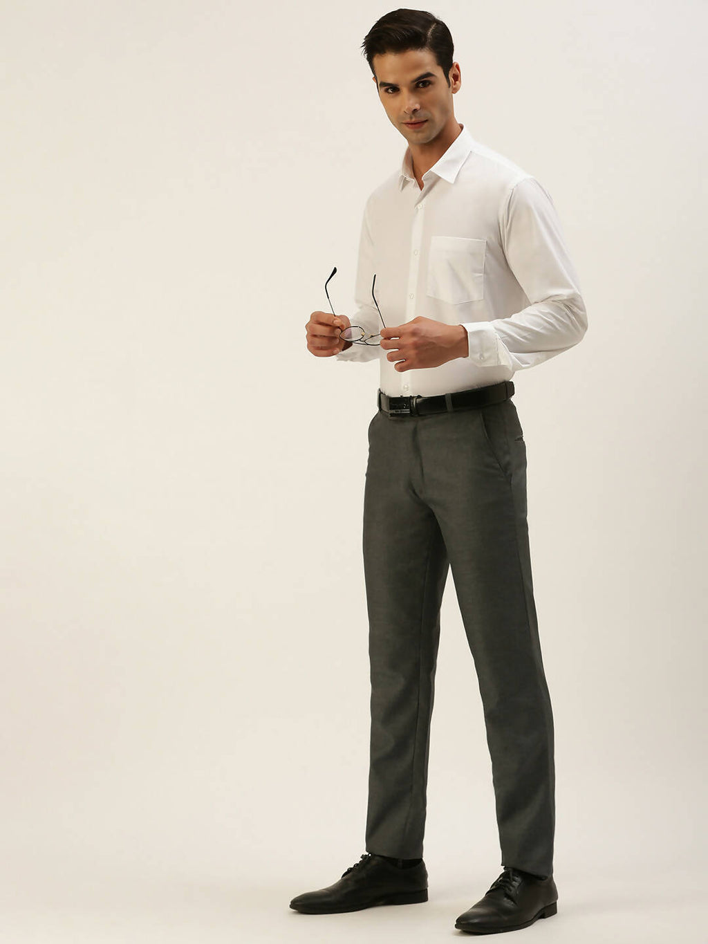 Ramraj Cotton Mens Full Sleeve Formal Poly Cotton White Shirt | Grocsy