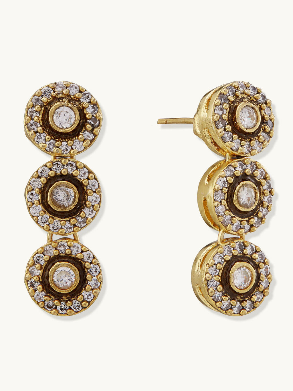 Nuyug 22K Gold-Plated Zircon Studded Enamel Embellished Dual Layered Necklace Set | Grocsy