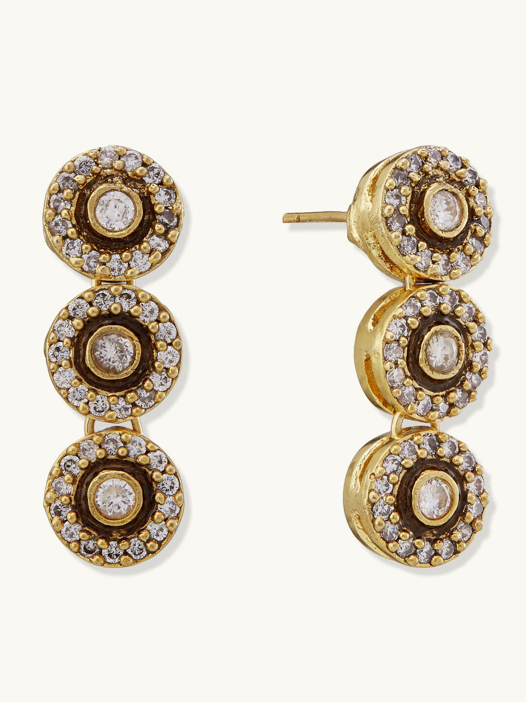 Nuyug 22K Gold-Plated Zircon Studded Enamel Embellished Dual Layered Necklace Set | Grocsy