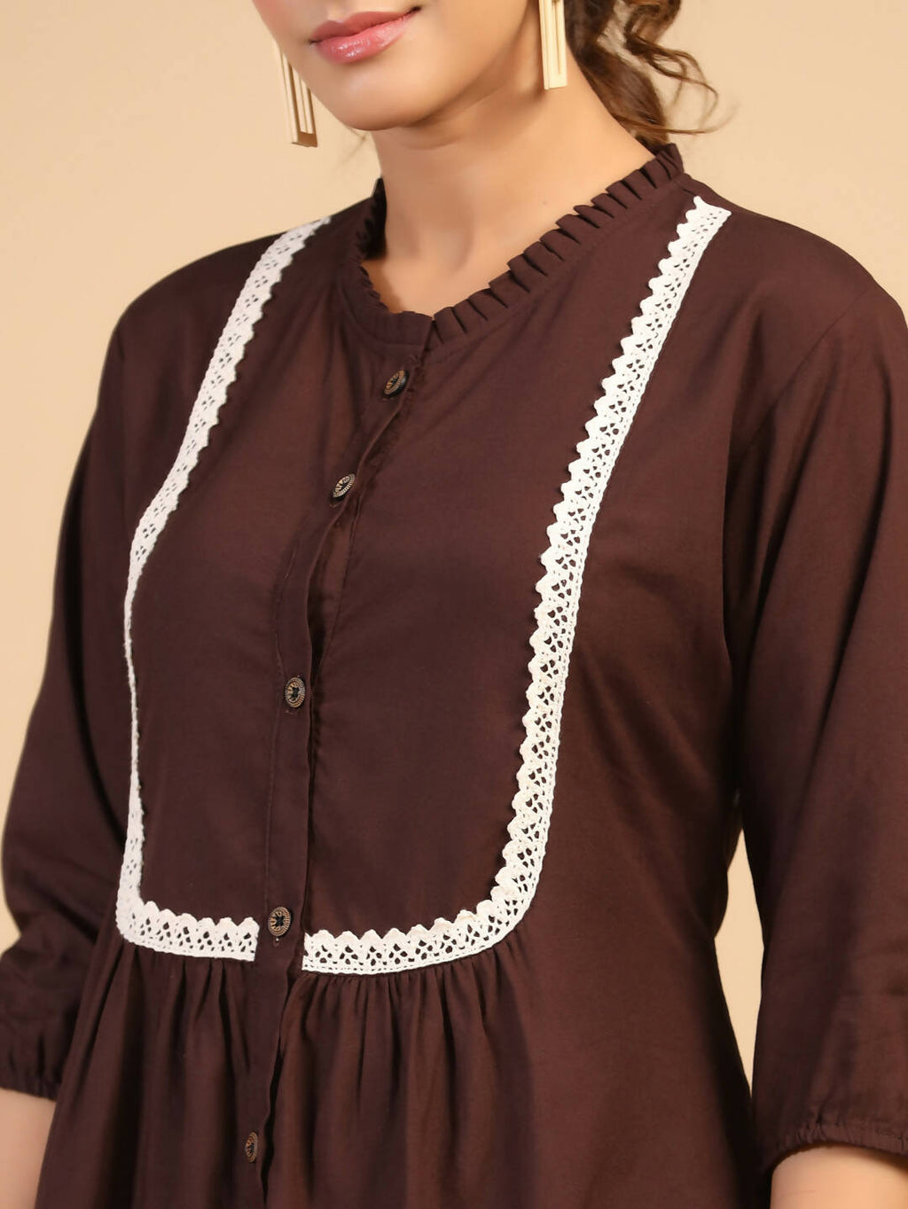 Womens Brown Rayon Solid Top - Keeva | Grocsy