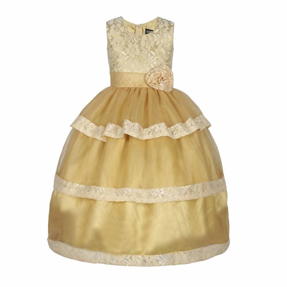 Asmaani Baby Girl's Off White Colour Satin A-Line Maxi Full Length Dress (AS-DRESS-22111) | Grocsy