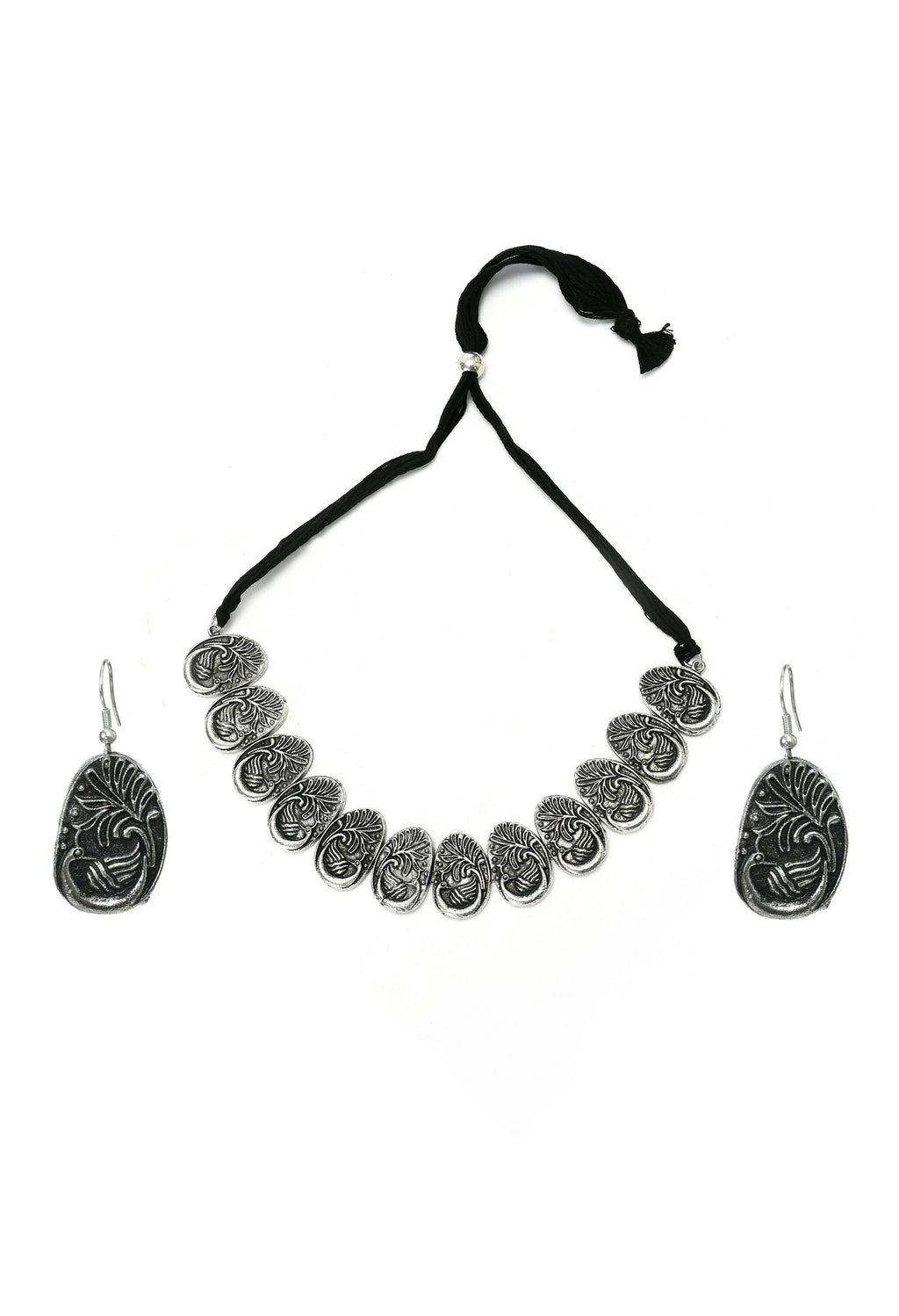 Mominos Fashion Johar Kamal Oxidised Silver-Plated Brass Finish Choker For Women | Grocsy