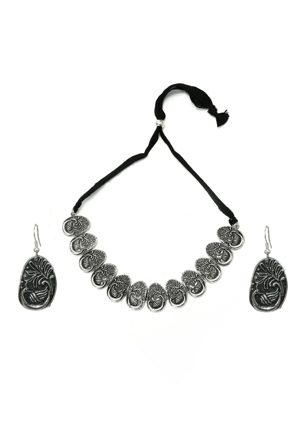 Mominos Fashion Johar Kamal Oxidised Silver-Plated Brass Finish Choker For Women | Grocsy
