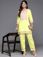 Ahalyaa Women's Traditional Wear Co-ods - Yellow | Grocsy