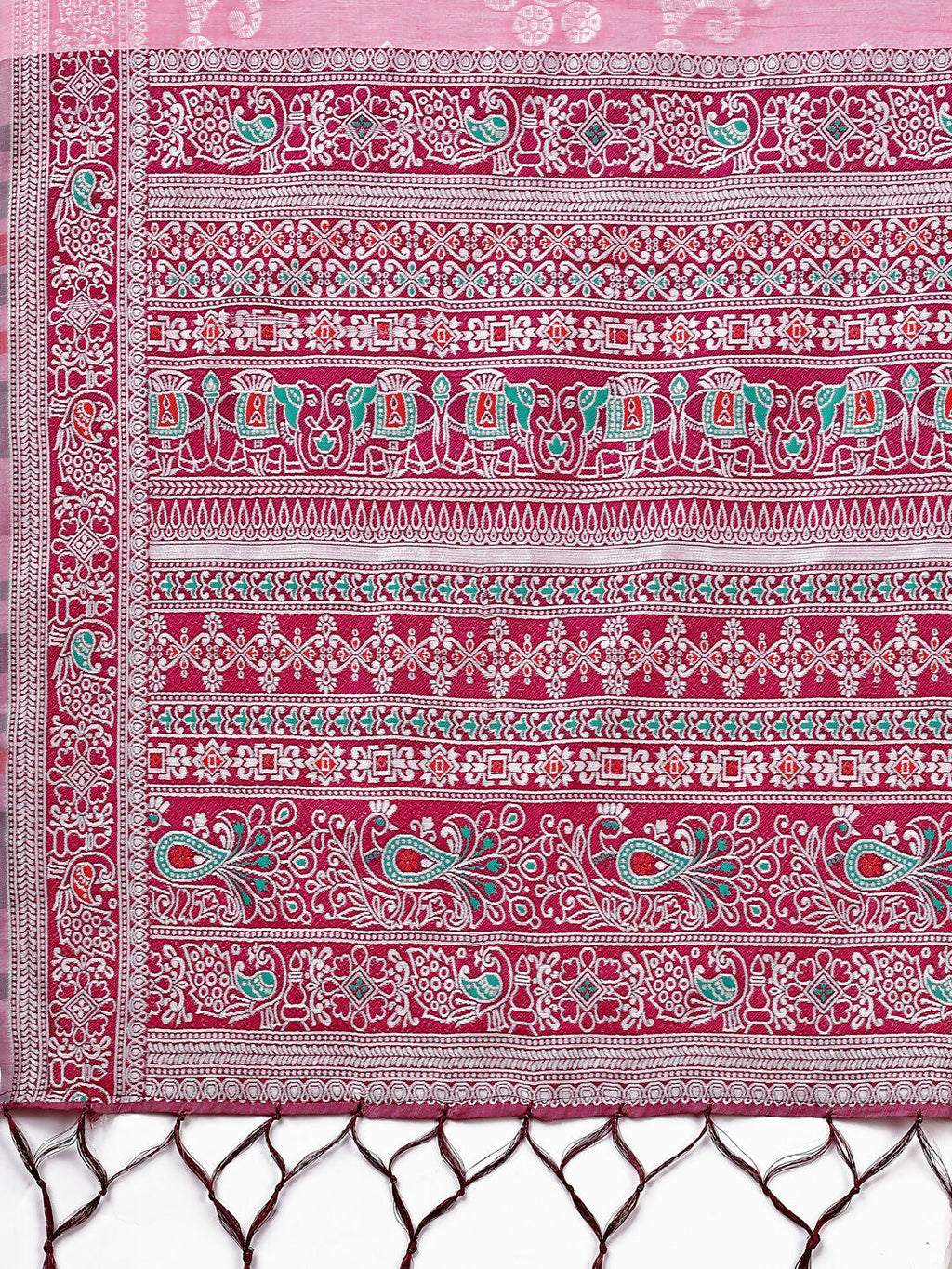 Shree Shyam Fashion Anaya Pink Linen Cotton Saree | Grocsy