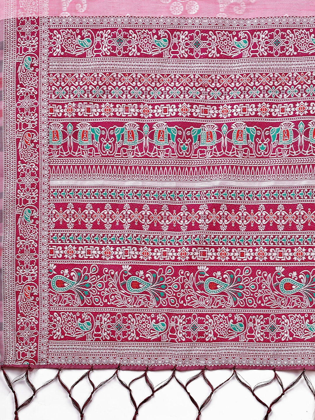 Shree Shyam Fashion Anaya Pink Linen Cotton Saree | Grocsy
