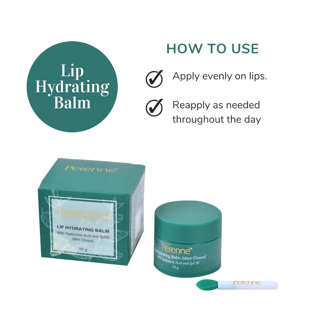 Perenne Lip Hydrating Balm With Hyaluronic Acid & SPF 30 - Mint Choco | Grocsy
