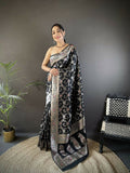Joban Fashion Black Meenakari Banarasi Silk Sarees | Grocsy