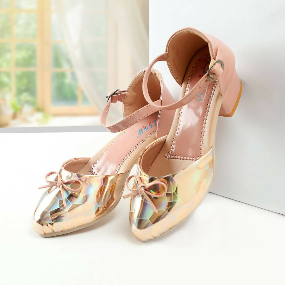 Tiny Bugs Girls Party Wear Ballerinas Heels - Peach | Grocsy