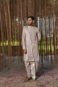 Sandstone Kanjivaram Machien Embroidered Pattu Set by Hilo Design | Grocsy
