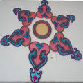 Kundan HandiKrafts Acrylic Light Red & Skyblue Colour Jumbo Rangoli