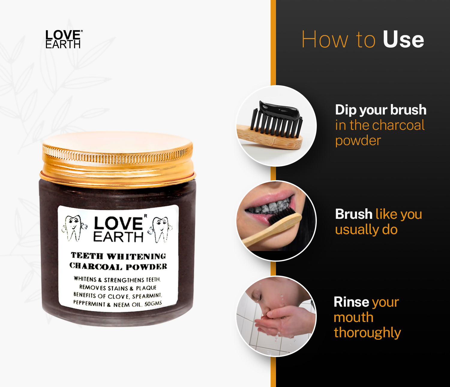 Love Earth Teeth Whitening Charcoal Powder | Grocsy