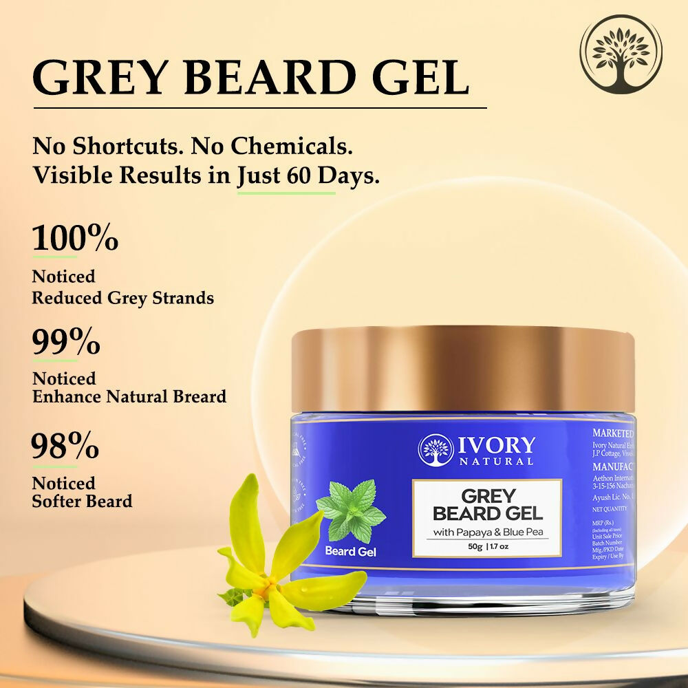 Ivory Natural Grey Beard Gel Restores Dark Shine & Vibrant Of Beard | Grocsy