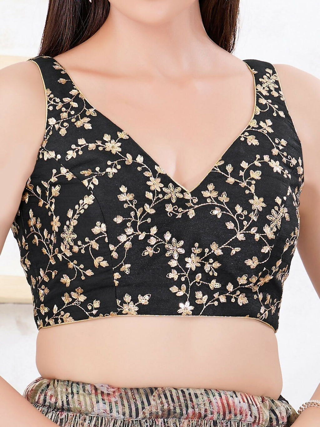 Joban Fashion Black Mulberry Silk Sleeveless Back Open Blouse | Grocsy