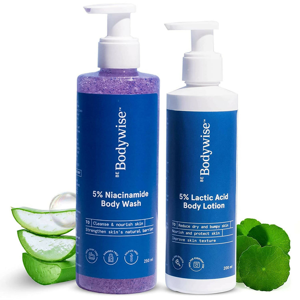BeBodywise 5% Lactic Acid Body Lotion and 5% Niacinamide Body Wash | Grocsy