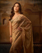 Joban Fashion Beige Rose Gold Silk Party Wear Sarees | Grocsy