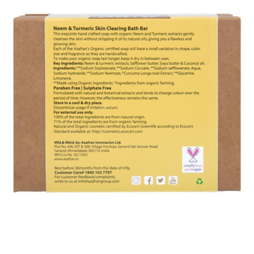 Azafran Active Botanicals Neem & Turmeric Skin Clearing Bath Bar | Grocsy