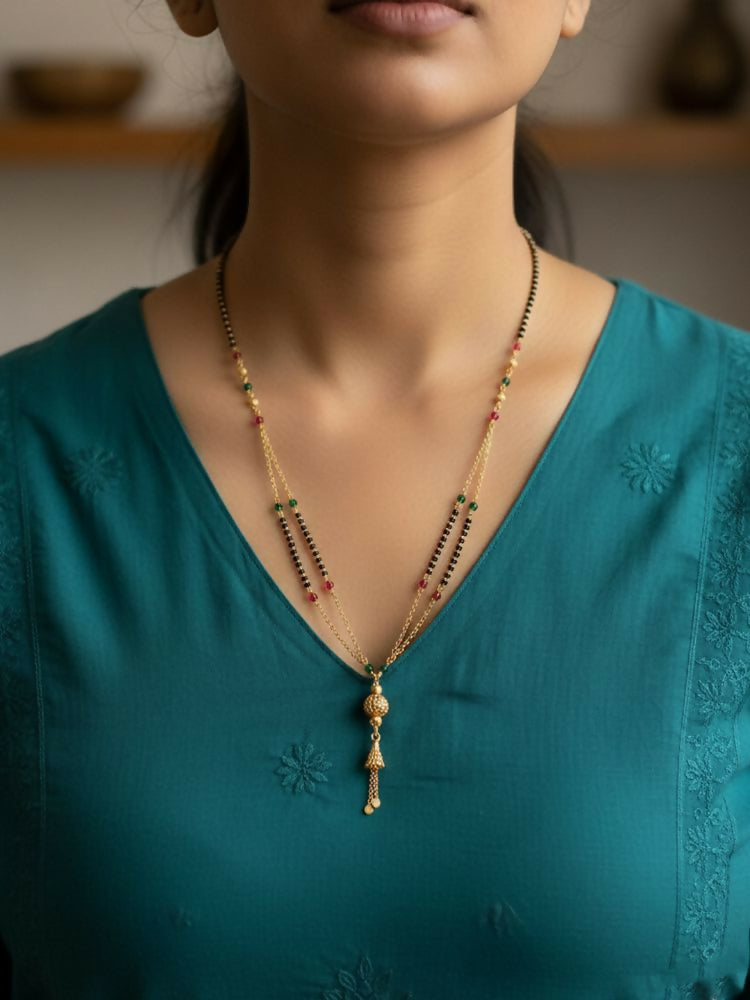 NVR Women Gold Plated Artificial Beaded Mangalsutra | Grocsy