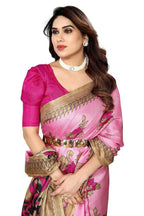 Vamika baby pink Printed Art Silk Saree | Grocsy