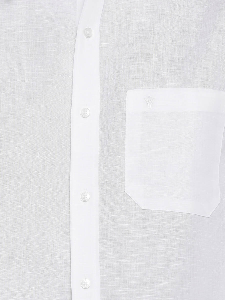 Ramraj Cotton Linen Mens Full Sleeve White Shirt Plus Size - RR Linen | Grocsy