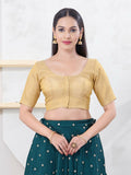 Joban Fashion Gold Tissue Elbow Sleeveless Front Open Blouse | Grocsy
