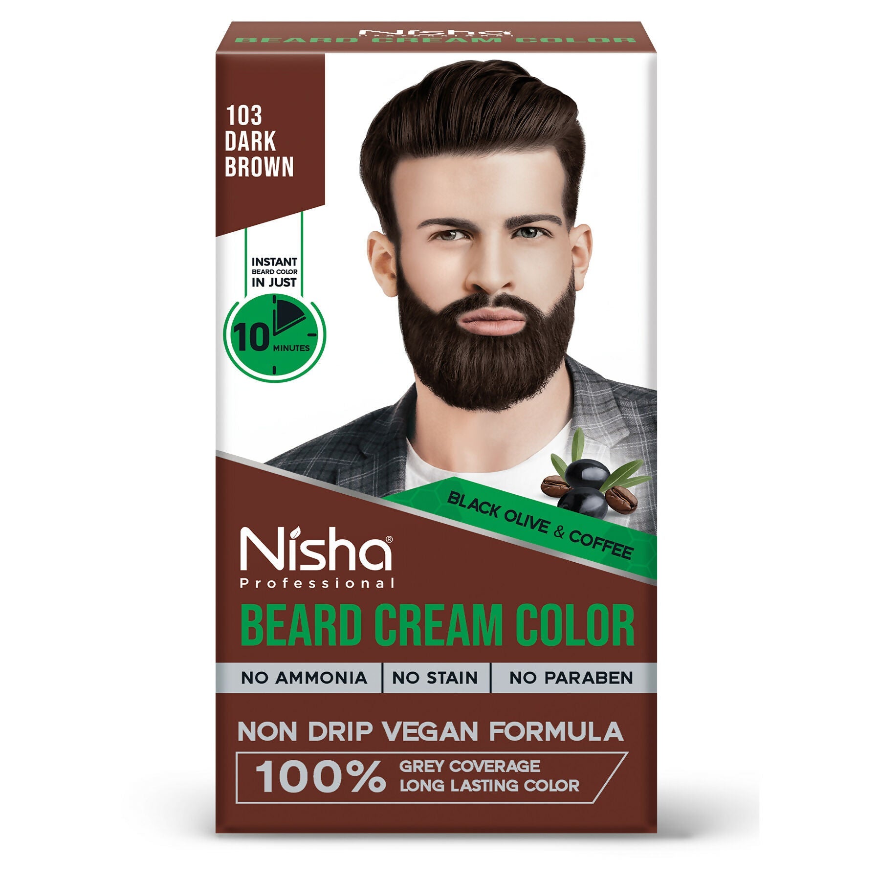 Nisha Beard Colour for Men - Dark Brown | Grocsy