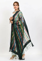 Mominos Fashion Moeza Women's Orgenza Multi Thread Mirror Work Bottle Green Dupatta | Grocsy