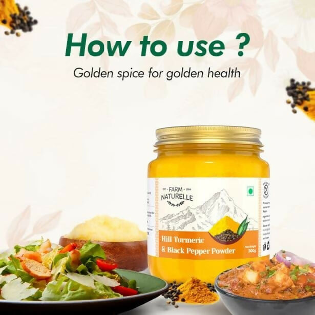 Farm Naturelle Mountain Turmeric Powder High Curcumin with Black Pepper | Grocsy