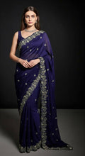 Joban Fashion Blue Fandy Satin Silk Party Wear Sarees | Grocsy