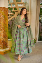Aayaa Designer Cotton Silk Suit - Light Green | Grocsy