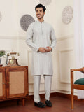 Light Green Silk Designer Embroidery Work Men's Rajwadi Kurta Set - Mahotsav | Grocsy