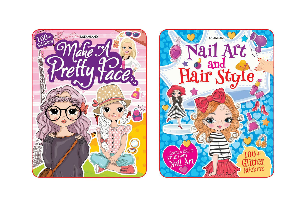 Dreamland Make A Pretty Face and Nail Art, Hair Style Pack- 2 Books | Grocsy