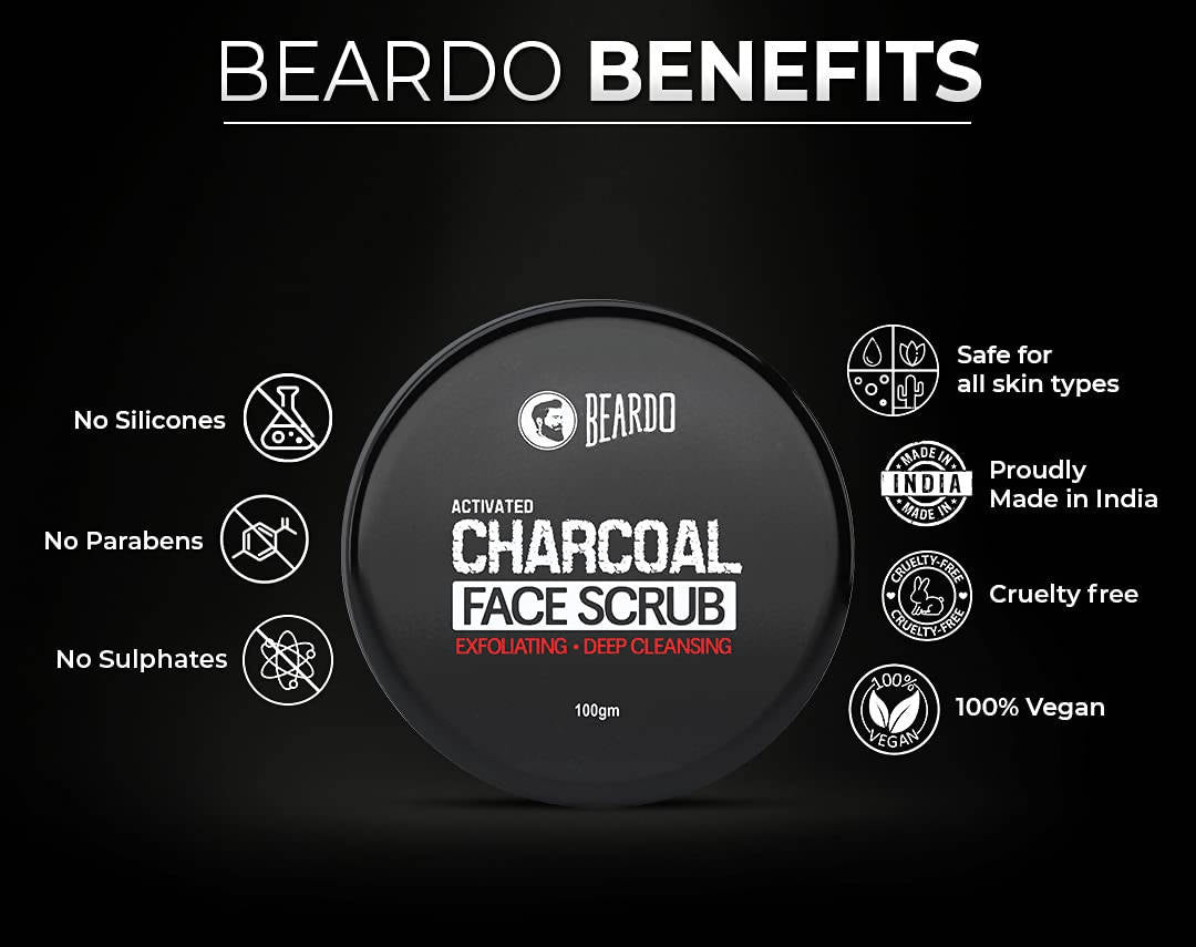 Beardo Activated Charcoal Face Scrub | Grocsy