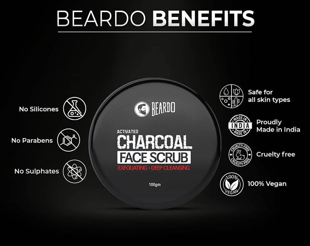 Beardo Activated Charcoal Face Scrub | Grocsy