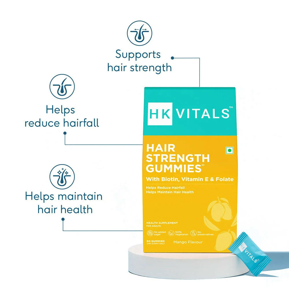HK Vitals Hair Strength Biotin Gummies - Mango Flavor | Grocsy