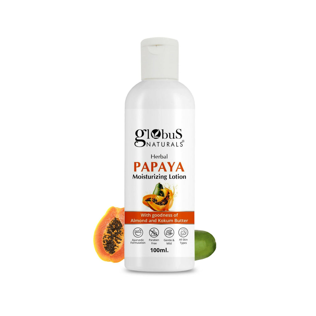 Globus Naturals Herbal Papaya Moisturizing Body Lotion For Nourishment, Glowing & Youthful Skin, All Skin Types | Grocsy