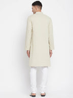 Even Apparels Pure Cotton Men's Kurta in Green Color With Band Collar | Grocsy