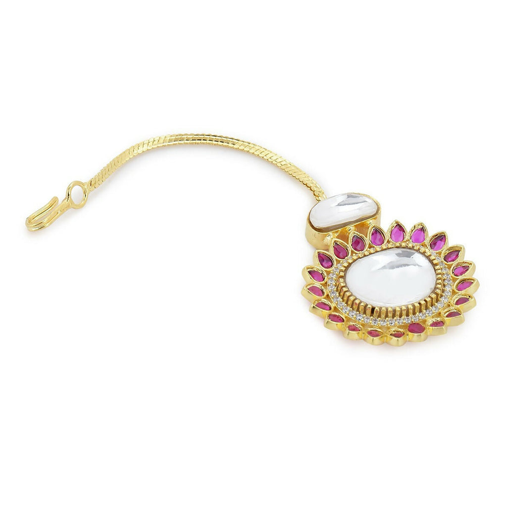 Flower Kundan Maang Tikka- Ruby Raang | Grocsy