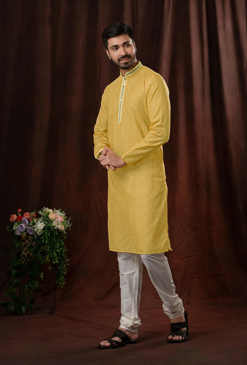 Joban Fashion Light Yellow Art Silk Kurta Pyjama | Grocsy