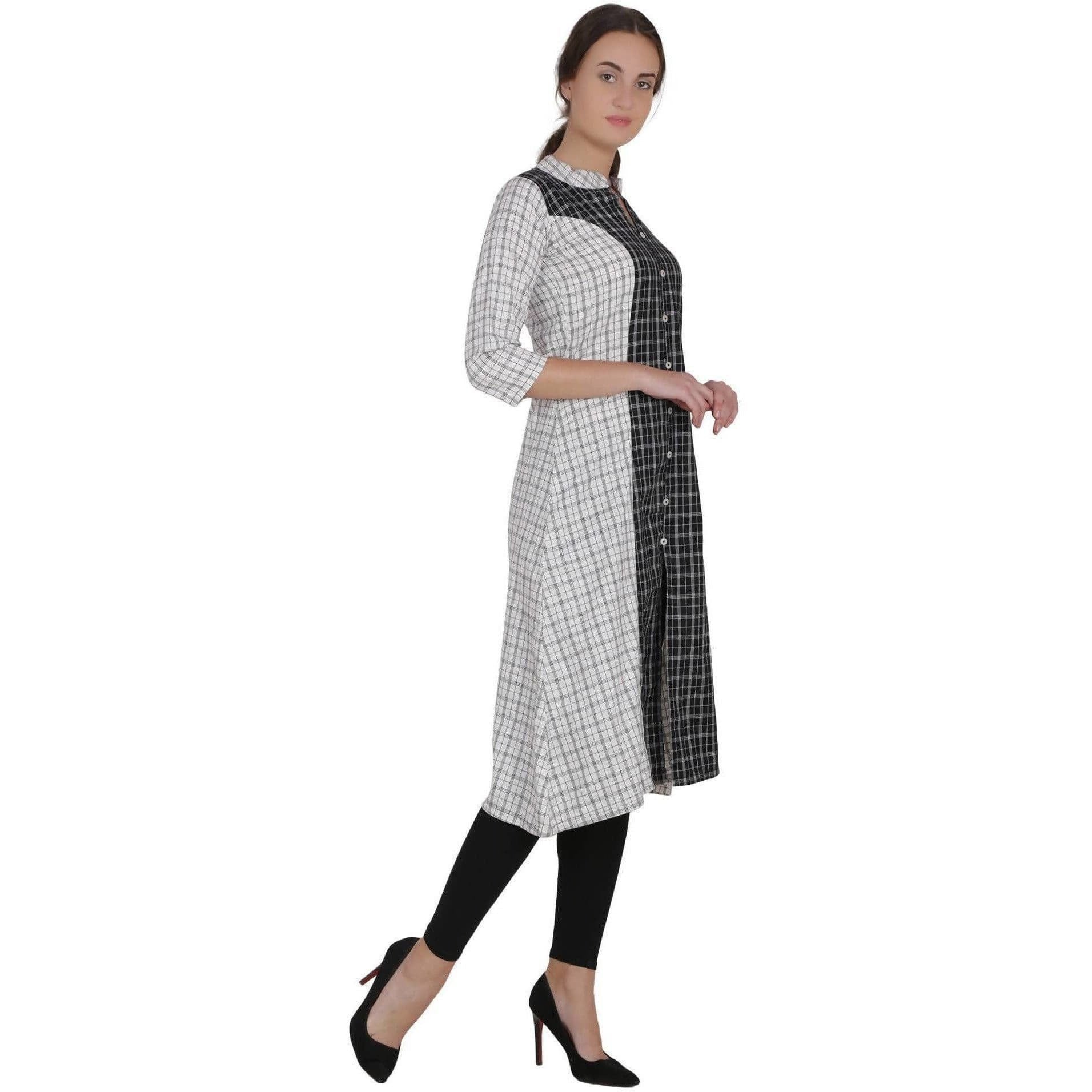 Kanoor Women's Multi Cotton A-Line Kurti | Grocsy