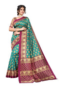 Vamika Rama Green Printed Art Silk Saree | Grocsy
