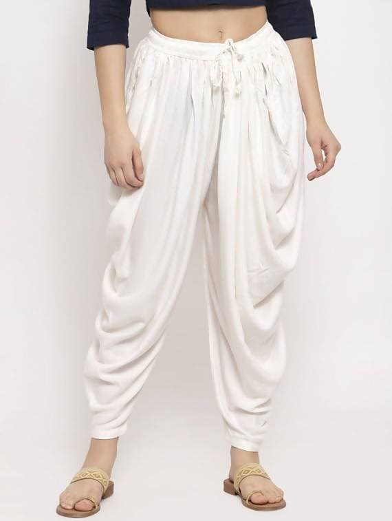Cheera Women’s White Dhoti Pant CH07D | Grocsy